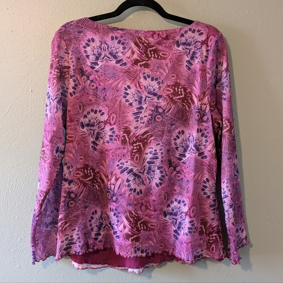 Vintage Y2K butterfly pattern babydoll top Size 16 - Picture 4 of 6